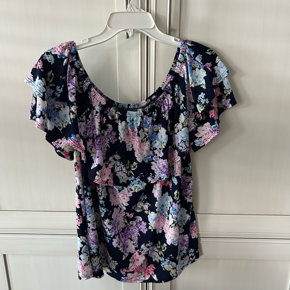 Acting Pro Floral Blouse - Navy and Pastel